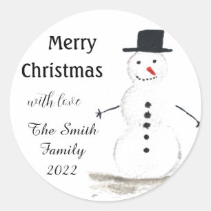 Sticker Rond Snowman Mignonne Visage Enfants Hiver Snowmen Cla