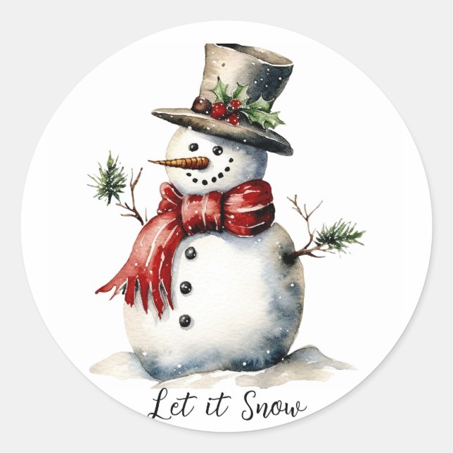 Sticker rond Snowman modifiable (Devant)