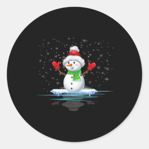 Sticker Rond Snowman Noël Père Noël Noël Famille Jumelage drôle