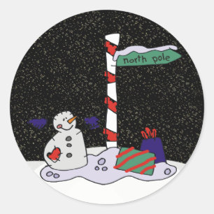 Sticker Rond Snowman & Pôle Nord -