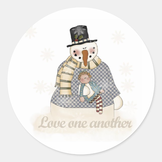 Sticker Rond Snowman s'aime l'un l'autre (Devant)