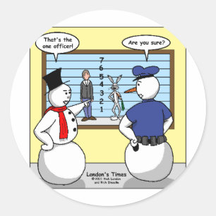 Sticker Rond Snowman sans bruit Bunny Suspect Cadeaux et Tee -