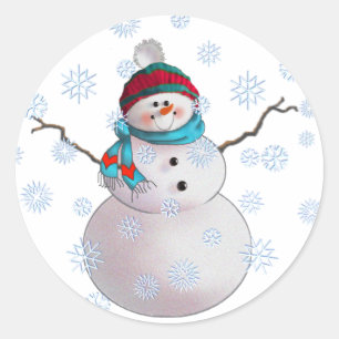 Sticker Rond SNOWMAN, SCARF & STOCKAGE CASQUETTE par SHARON SHA
