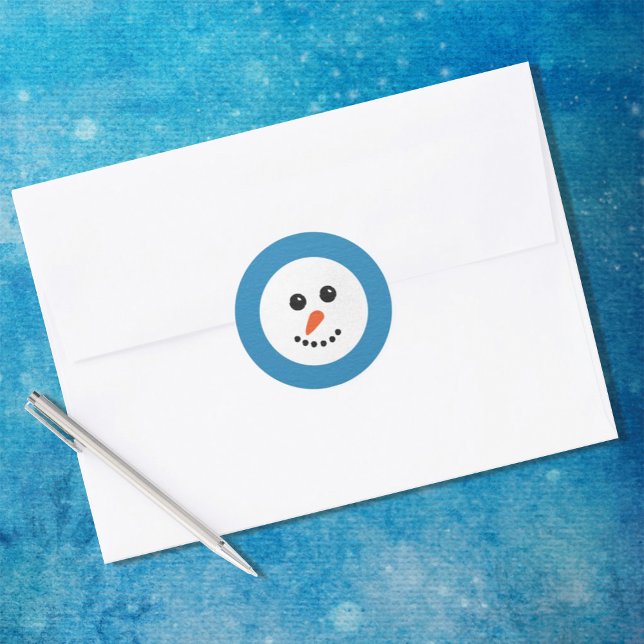 Sticker Rond Snowman souriant de Noël (Créateur téléchargé)