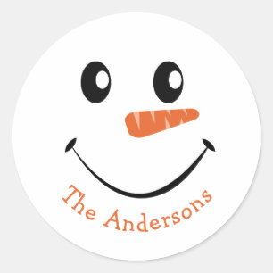 Sticker Rond Snowman souriant personnalisé