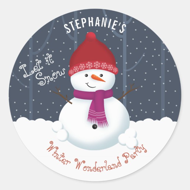 Sticker Rond Snowman Winter Wonderland (Devant)