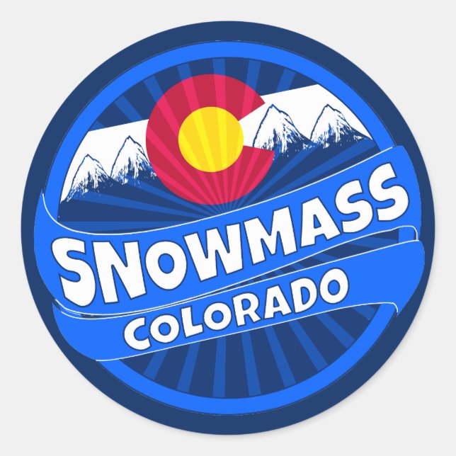 Sticker Rond Snowmass Colorado collant d'éclatement de montagne (Devant)