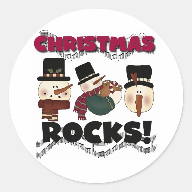 Sticker Rond Snowmen Noël Rocks Fêtes (Devant)