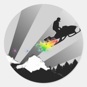 Sticker Rond snowmobile. traînée de poudre