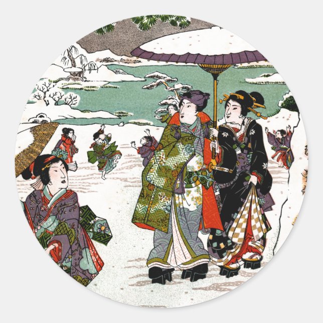 Sticker Rond Snowscape japonais (Devant)