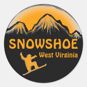 Sticker Rond Snowshoe West Virginia orange snowboard autocollan
