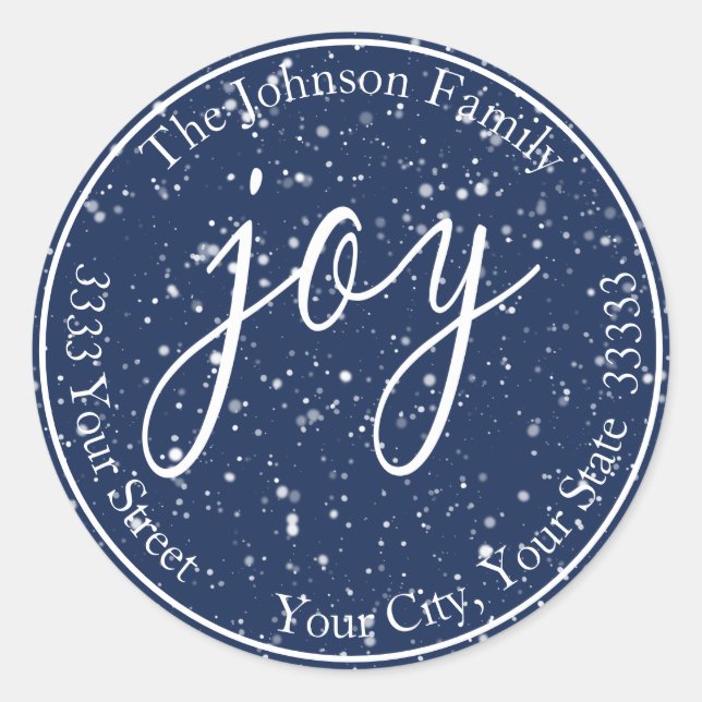 Sticker Rond Snowy Navy Holiday Adresse de retour Enveloppe Sce (Devant)