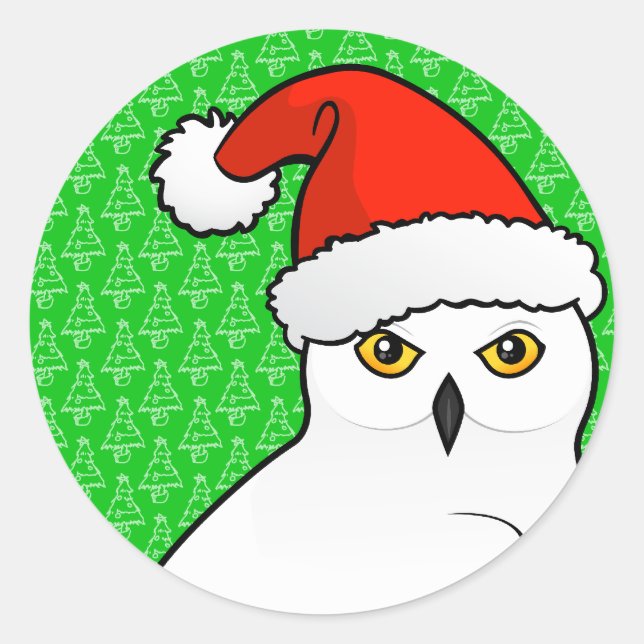 Sticker Rond Snowy Owl Père Noël (Devant)
