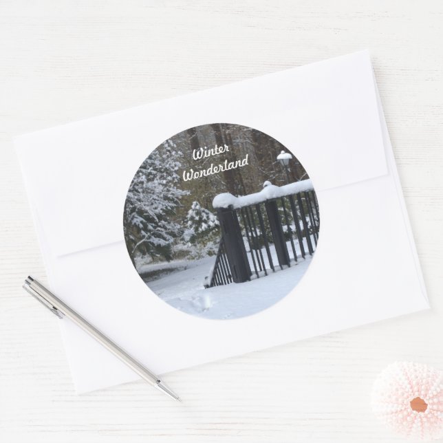 Sticker Rond Snowy Winter Wonderland Empreintes (Enveloppe)