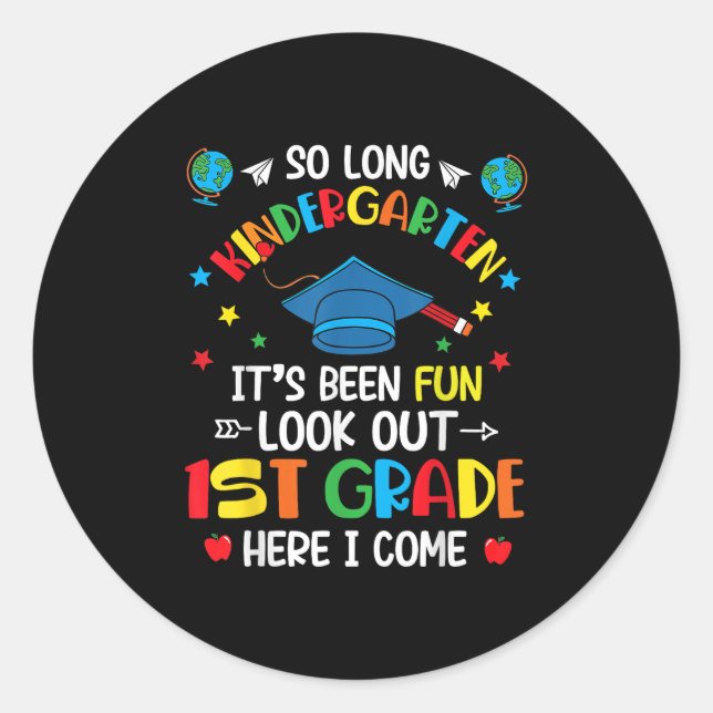 Sticker Rond So Long Kindergarten Graduation 1ère année Enfants (Devant)