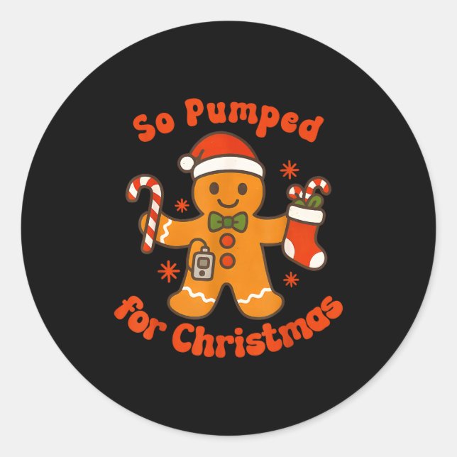 Sticker Rond So Pumped For Christmas Gingerbread Diabetic Aware (Devant)