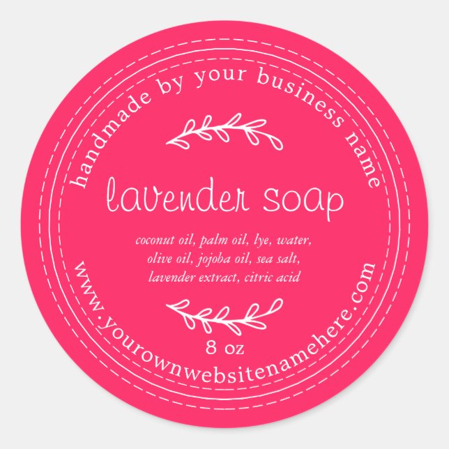 Sticker Rond Soap Diva de Lavande fait main rustique rose (Devant)