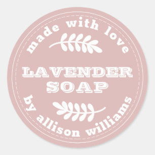 Sticker Rond Soap Lavande Personnalisé Rose Argent