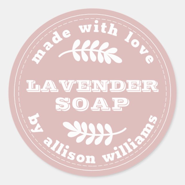 Sticker Rond Soap Lavande Personnalisé Rose Argent (Devant)