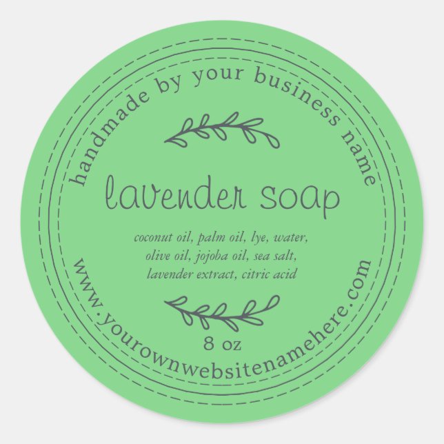 Sticker Rond Soap Lavande Rustique fait main Vert (Devant)