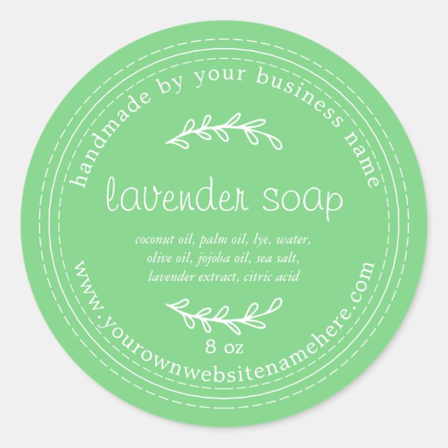 Sticker Rond Soap Lavande Rustique fait main Vert (Devant)