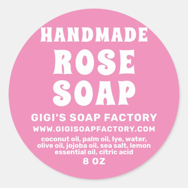 Sticker Rond Soap rose Rose artisanal moderne (Devant)