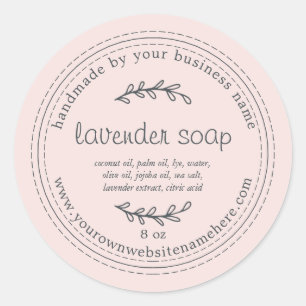Sticker Rond Soap Rustique Lavande Faite À La Main Rose