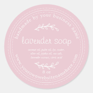 Sticker Rond Soap Rustique Lavande Faite À La Main Rose