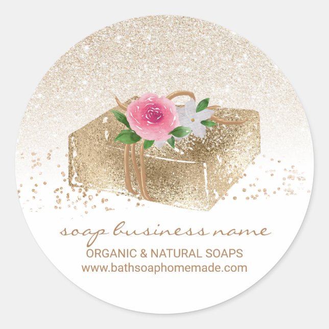 Sticker Rond Soap Soap Fait maison Baignoire biologique naturel (Devant)