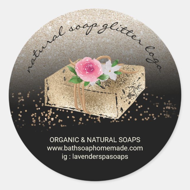 Sticker Rond Soap Spa naturel maison Or (Devant)
