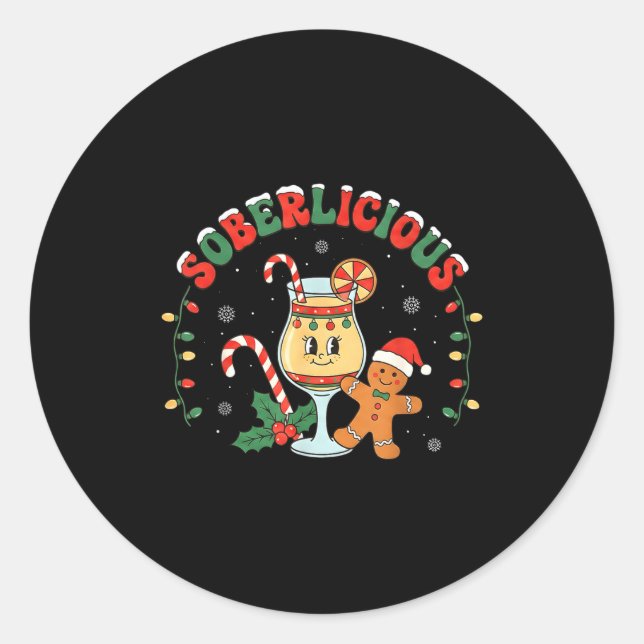 Sticker Rond Soberlicious Sobre Drôle de Sobriété Récupération  (Devant)