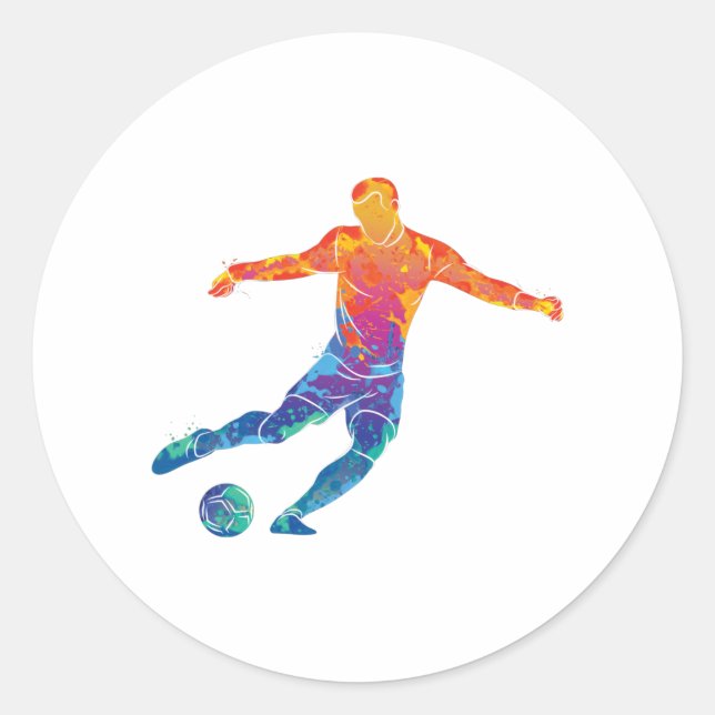 Sticker Rond Soccer aquarelle (Devant)