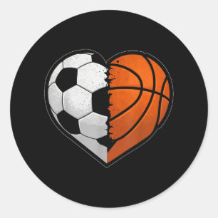 Sticker Rond Soccer Basketball Ball Heart Sports Lover Valentin