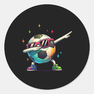 Sticker Rond Soccer Byll Dabbing Sungles Soccer Player Kids Boy