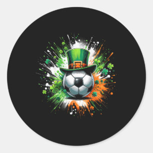 Sticker Rond Soccer Byll Leprechaun Casquette Irlandais Shamroc