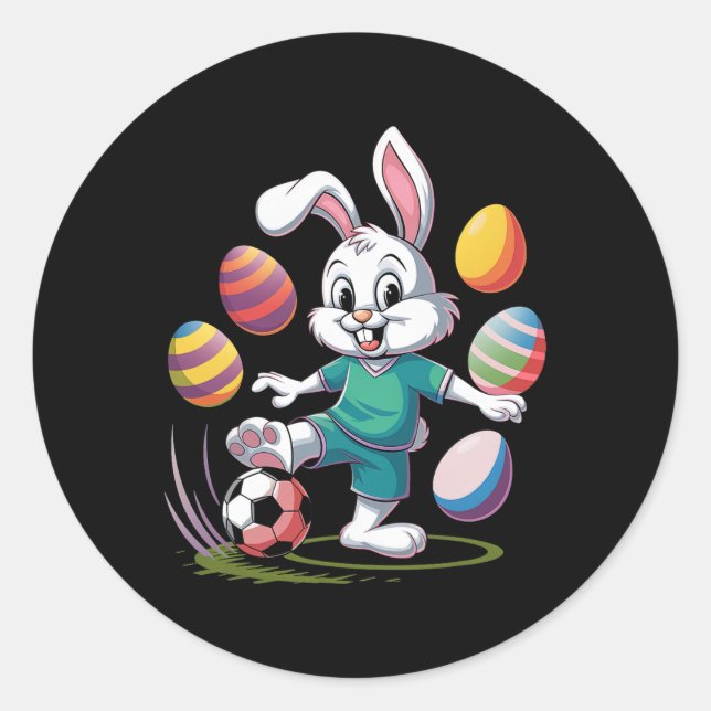Sticker Rond Soccer Chemise de Pâques Garçons Enfants Bunny de  (Devant)