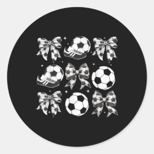 Sticker Rond Soccer Coquette Bow Femmes Filles Football Jour
