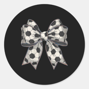 Sticker Rond Soccer Coquette Bow Soccer Maman Mère Fête des mèr