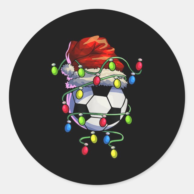 Sticker Rond Soccer de Noël Noël Noël Arbre de Noël Lumières Fo (Devant)
