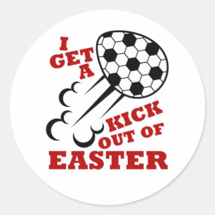 Sticker Rond Soccer de Pâques mignonne Je reçois un coup de pie