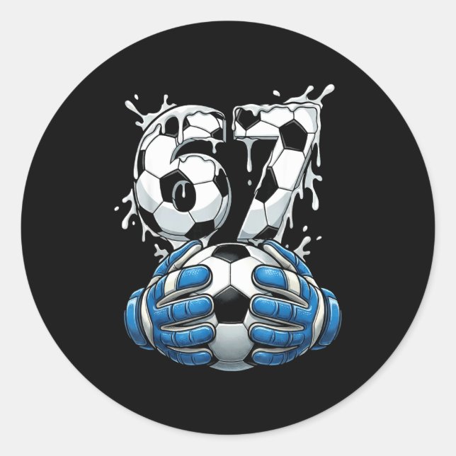 Sticker Rond Soccer Drip Number 67 Boys Soccer Goalkeeper 67  (Devant)