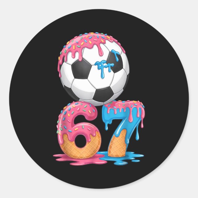 Sticker Rond Soccer Drip Number 67 Boys Soccer Player 67  (Devant)