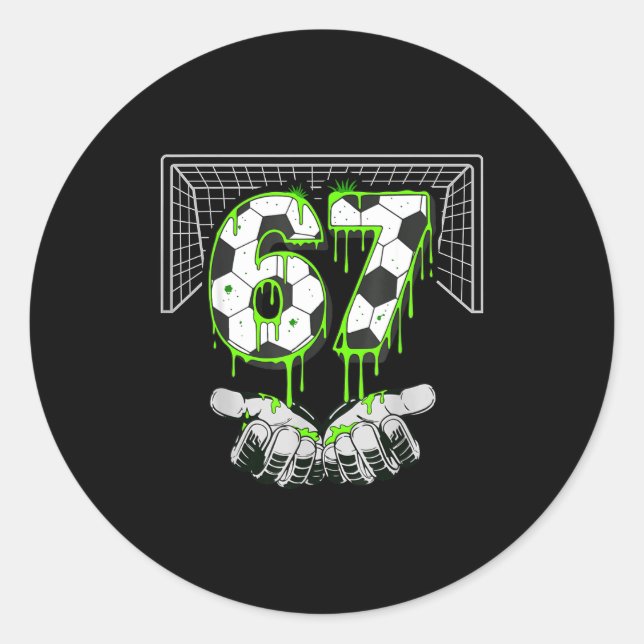 Sticker Rond Soccer Drip Number 67 Boys Soccer Player 67 Footba (Devant)