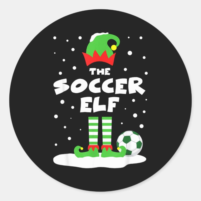 Sticker Rond Soccer Elf Matching Group Family Holiday Christmas (Devant)