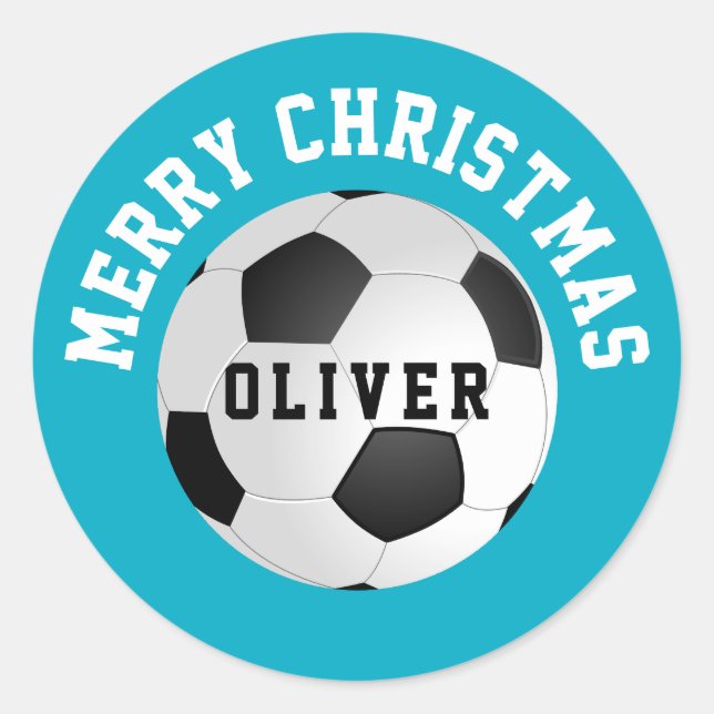 Sticker Rond Soccer Football Balls Kids Name Christmas  (Devant)