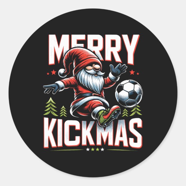 Sticker Rond Soccer Gnome Merry Kickmas (Devant)