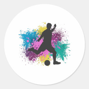 Sticker Rond Soccer Grungy Couleur Splashes