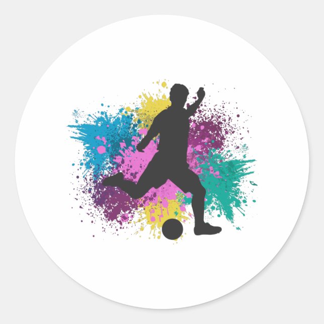 Sticker Rond Soccer Grungy Couleur Splashes (Devant)