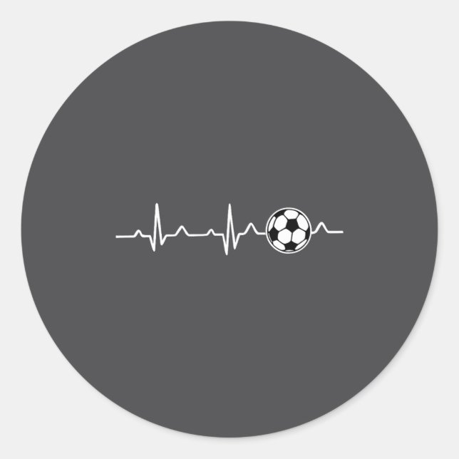 Sticker Rond Soccer Heartbeat Football Tee Men,women Lover Foot (Devant)