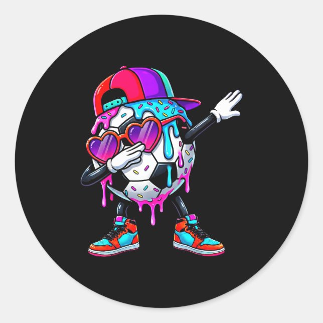 Sticker Rond Soccer Ice Cream Drip Dabbing Sprinkles Srts Boys  (Devant)
